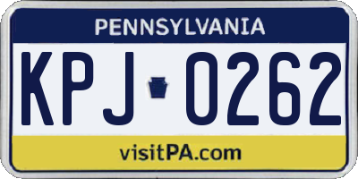 PA license plate KPJ0262
