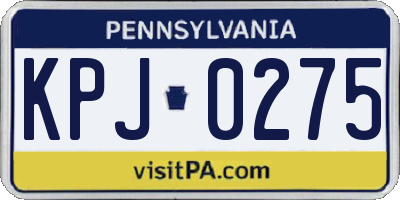PA license plate KPJ0275
