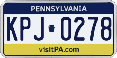 PA license plate KPJ0278