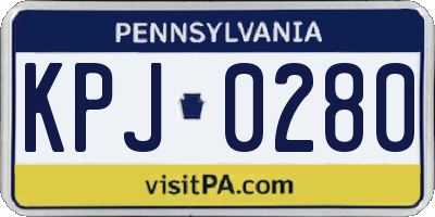 PA license plate KPJ0280