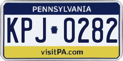 PA license plate KPJ0282