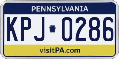 PA license plate KPJ0286