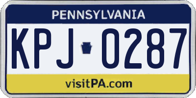 PA license plate KPJ0287