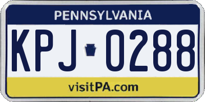 PA license plate KPJ0288