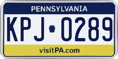PA license plate KPJ0289