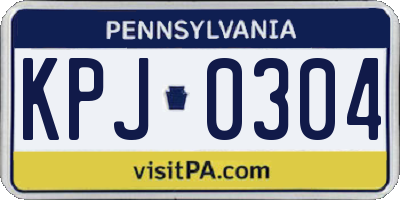 PA license plate KPJ0304