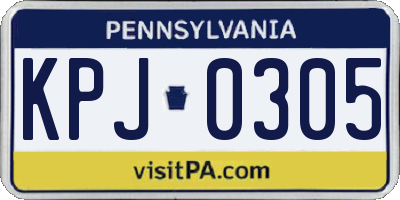 PA license plate KPJ0305