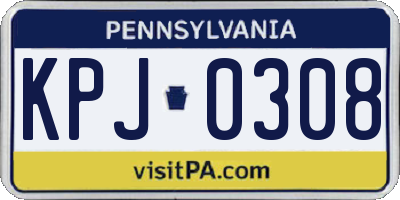 PA license plate KPJ0308