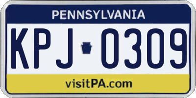 PA license plate KPJ0309