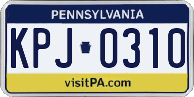PA license plate KPJ0310