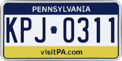 PA license plate KPJ0311