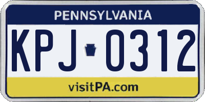 PA license plate KPJ0312