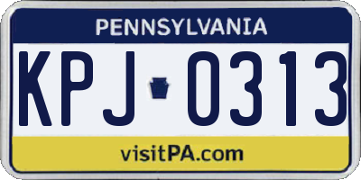 PA license plate KPJ0313
