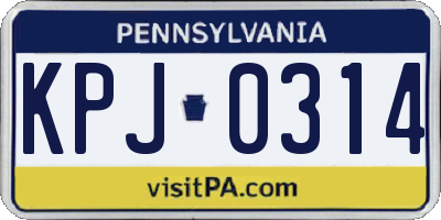 PA license plate KPJ0314