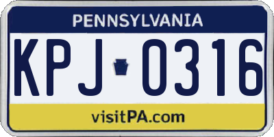 PA license plate KPJ0316
