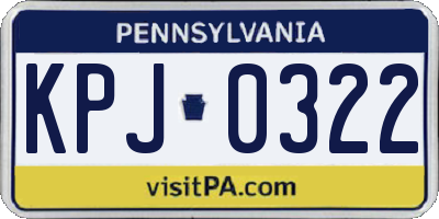 PA license plate KPJ0322