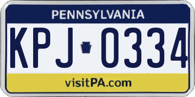 PA license plate KPJ0334