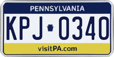 PA license plate KPJ0340