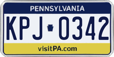 PA license plate KPJ0342