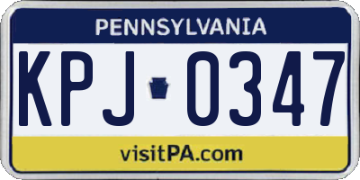 PA license plate KPJ0347