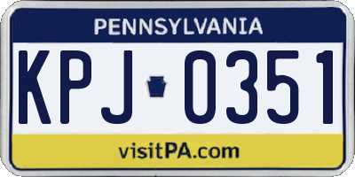PA license plate KPJ0351