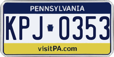 PA license plate KPJ0353