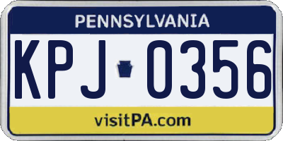 PA license plate KPJ0356