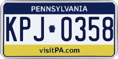 PA license plate KPJ0358