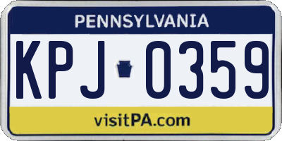 PA license plate KPJ0359