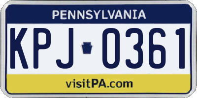 PA license plate KPJ0361