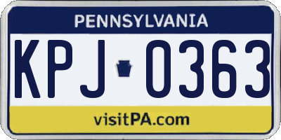 PA license plate KPJ0363