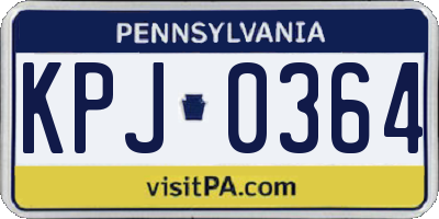 PA license plate KPJ0364