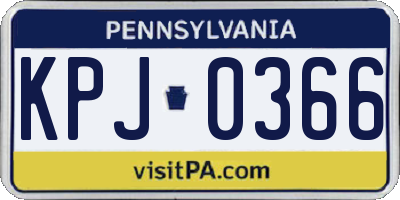 PA license plate KPJ0366