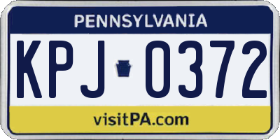 PA license plate KPJ0372