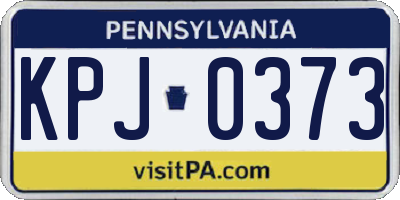 PA license plate KPJ0373