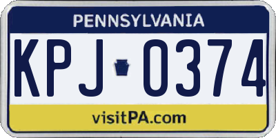 PA license plate KPJ0374