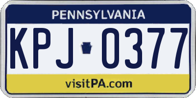 PA license plate KPJ0377