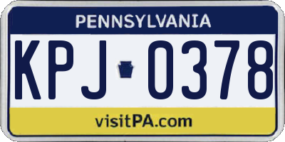 PA license plate KPJ0378