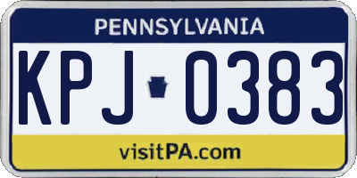PA license plate KPJ0383