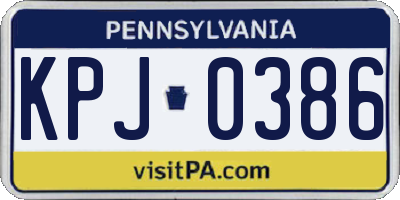 PA license plate KPJ0386