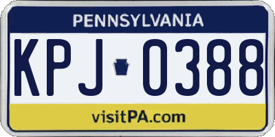 PA license plate KPJ0388