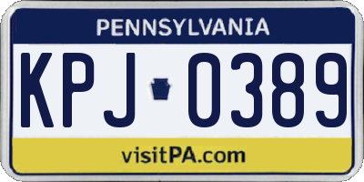 PA license plate KPJ0389