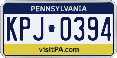 PA license plate KPJ0394