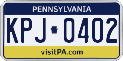 PA license plate KPJ0402