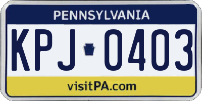 PA license plate KPJ0403