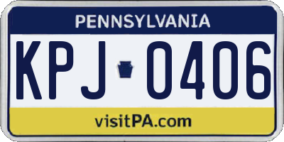 PA license plate KPJ0406