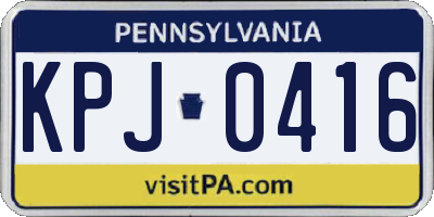 PA license plate KPJ0416