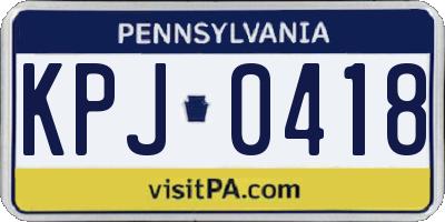 PA license plate KPJ0418
