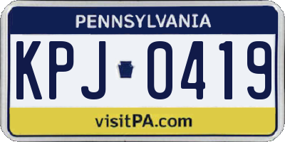 PA license plate KPJ0419