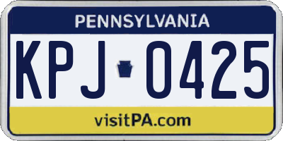 PA license plate KPJ0425